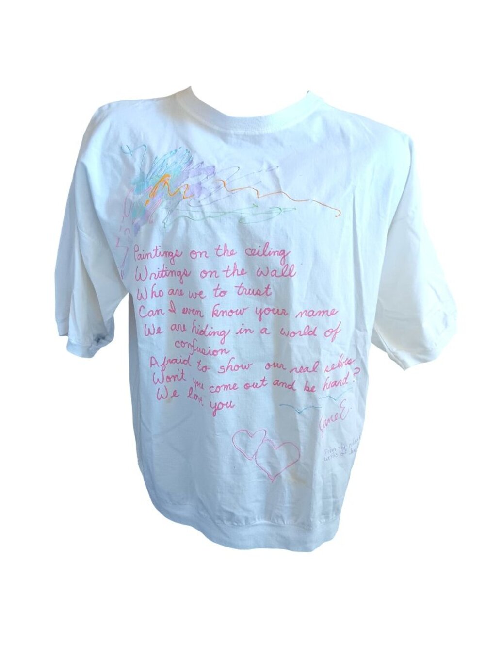XL Vintage T-shirt Poem Handmade 1OF1 Painted Collected Works Of Jane E